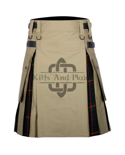 Khaki Cotton Gunn Tartan Hybrid Kilt