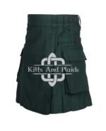 Solid Green Cotton Utility Kilt