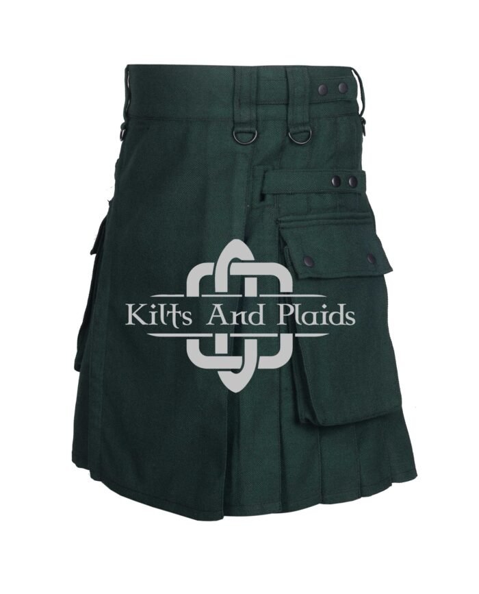 Solid Green Cotton Utility Kilt