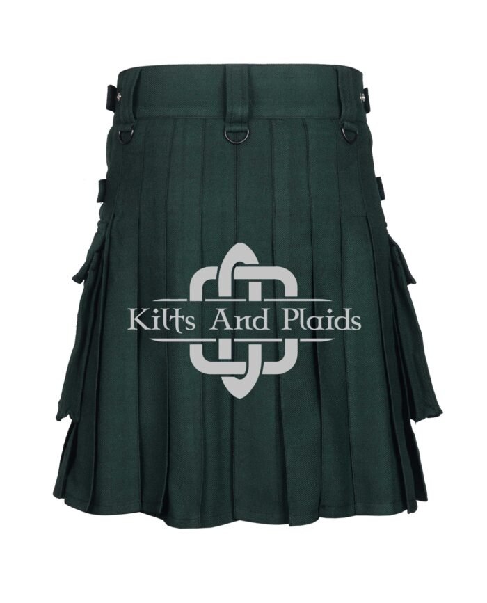 Solid Green Cotton Utility Kilt