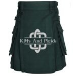 Solid Green Cotton Utility Kilt