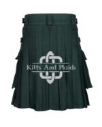 Solid Green Tartan Utility Kilt