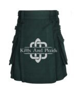 Solid Green Tartan Utility Kilt