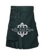 Solid Green Tartan Utility Kilt