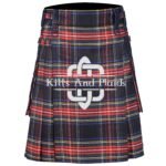 Stewart Black Tartan Utility Kilt