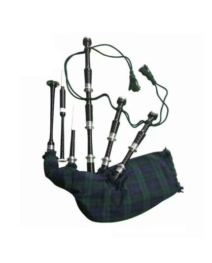Scottish Highland Bagpipe Silver Mounts Black watch