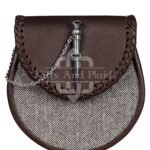 Brown Leather and Gray Tweed Sporran