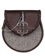 Brown Leather and Gray Tweed Sporran