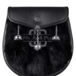 Black Leather Rabbit Fur Semi Dress Sporran