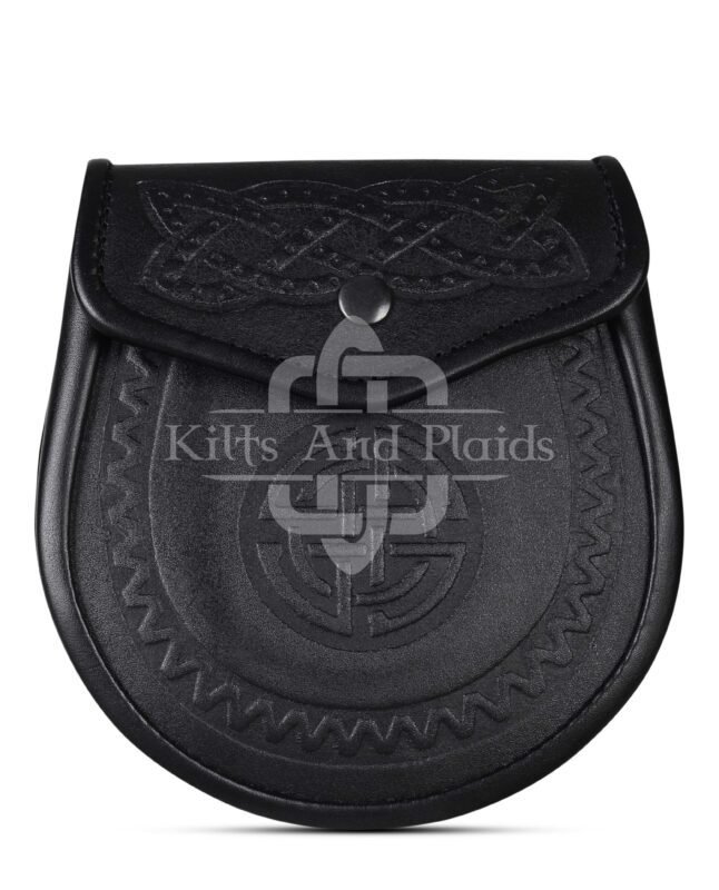 Double Embossed Black Leather Day Sporran