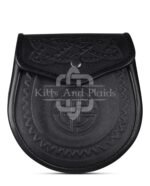 Double Embossed Black Leather Day Sporran