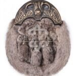 Brass Highland Cow Brown Rabbit Fur Sporran