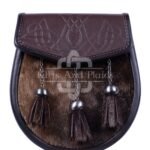 Brown Leather Special Embossed Seal Fur Sporran
