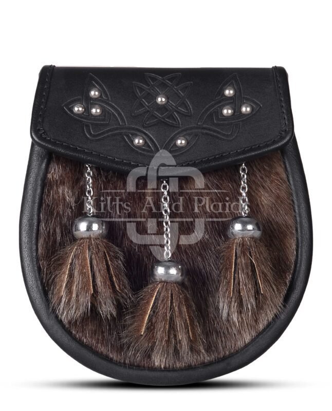 Brown Seal Fur Semi Dress Embossed Sporran