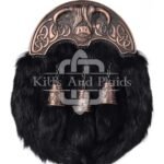 Bronze Highland Cow Black Rabbit Fur Sporran