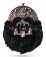 Bronze Highland Cow Black Rabbit Fur Sporran