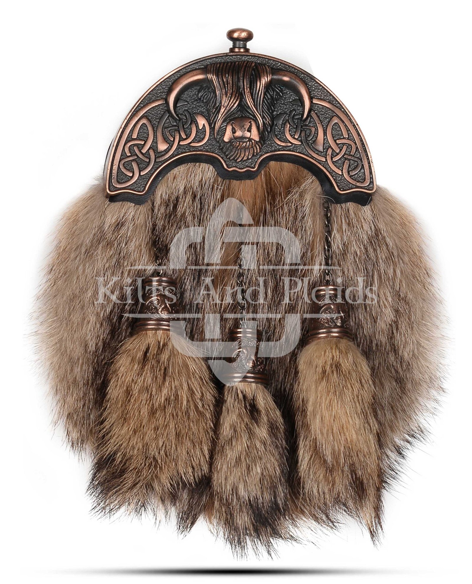 Bronze Highland Cow Coyote Fur Sporran Bronze Highland Cow Coyote Fur Sporran