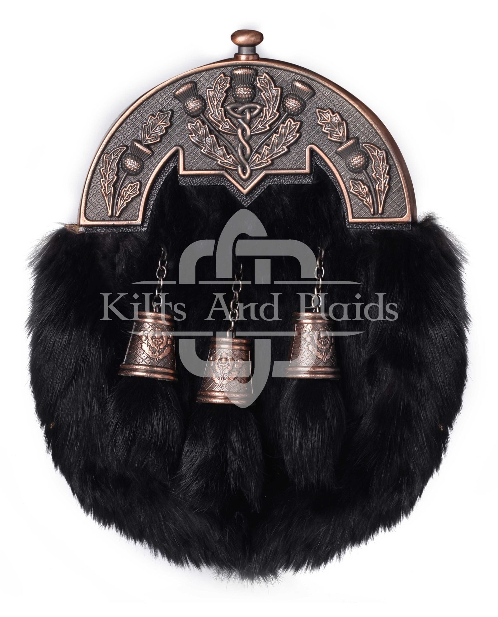 Bronze Thistle Black Rabbit Fur Sporran