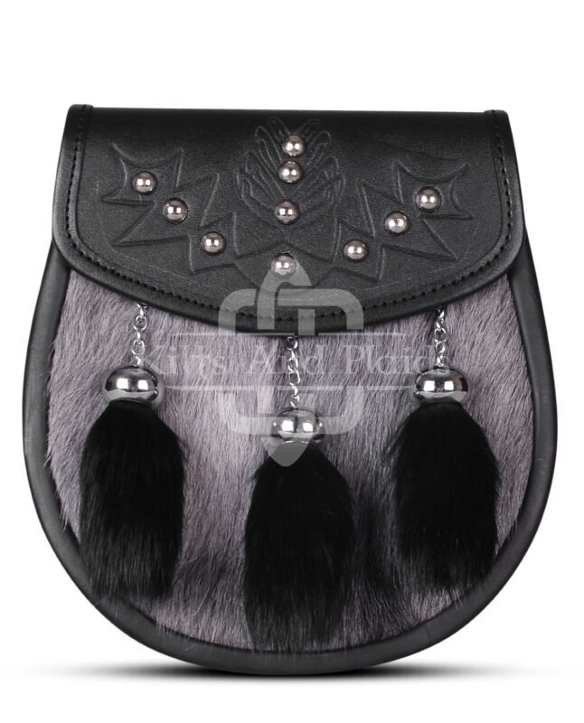 Gray Black Rabbit Fur Semi Dress Sporran
