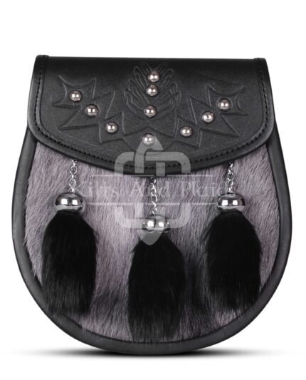 Gray Black Rabbit Fur Semi Dress Sporran
