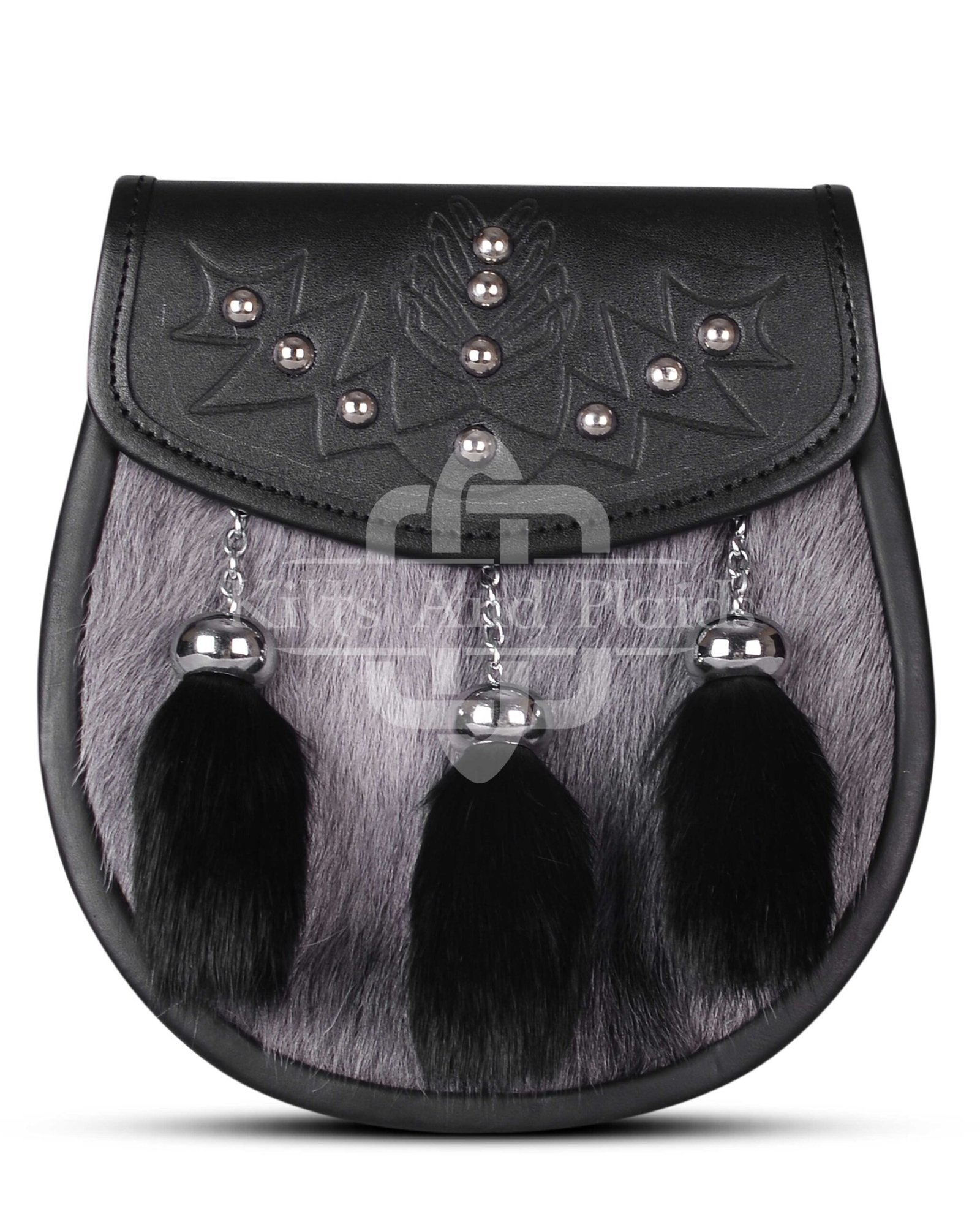 Gray Black Rabbit Fur Semi Dress Sporran