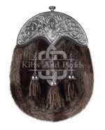 Dark Seal Fur Silver Stag Head Sporran