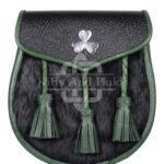 Shamrock Emblem Black Rabbit Fur Semi Dress Sporran