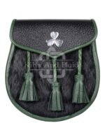 Shamrock Emblem Black Rabbit Fur Semi Dress Sporran
