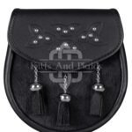 Celtic Knot Embossed Black Bovine Fur Semi Dress Sporran