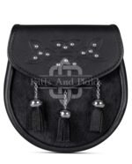 Celtic Knot Embossed Black Bovine Fur Semi Dress Sporran