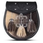 Embossed Black Leather Seal Fur Semi Dress Sporran