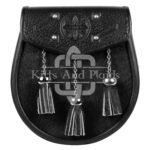 Embossed Black Leather Semi Dress Sporran