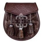 Embossed Brown Leather Seal Fur Semi Dress Sporran