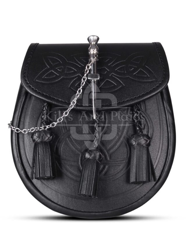 Black Leather Pin Lock Embossed