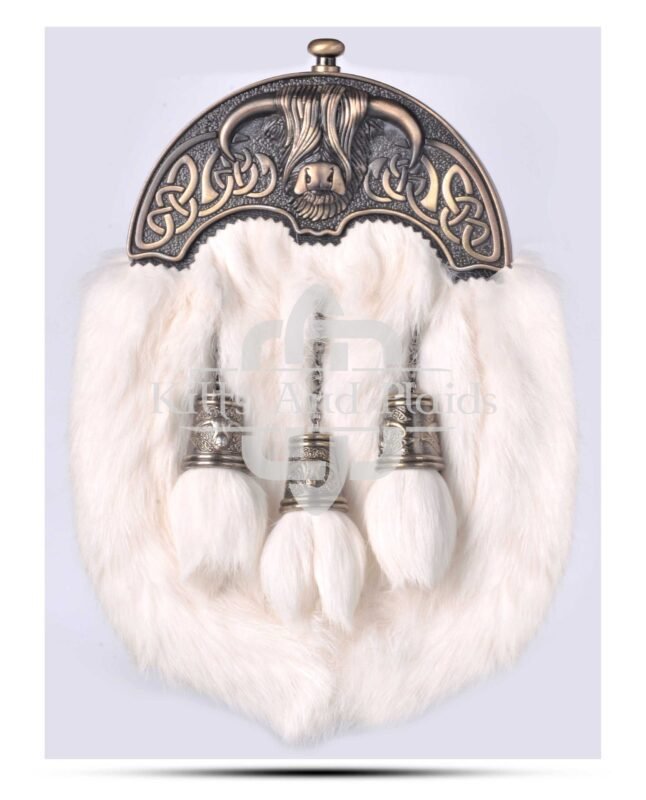 Brass Highland Cow White Rabbit Sporran