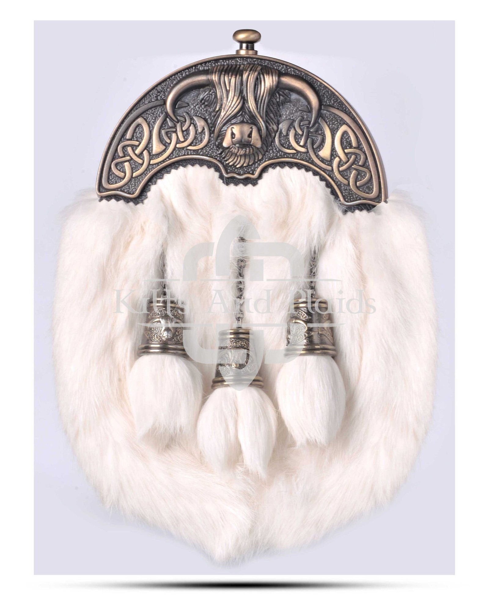 Brass Highland Cow White Rabbit Sporran