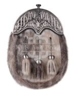 Nickle Brushed Stag Head Seal Fur Full Dress Sporran