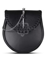 Black Leather Pin Lock Plain Day Sporran