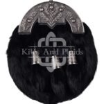 Nickle Brushed Thistle Black Rabbit Fur Full Dress Sporran