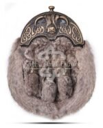 Brass Highland Cow Brown Rabbit Fur Sporran