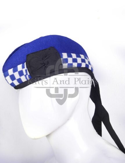 Royal Blue Wool Diced Glengarry Cap