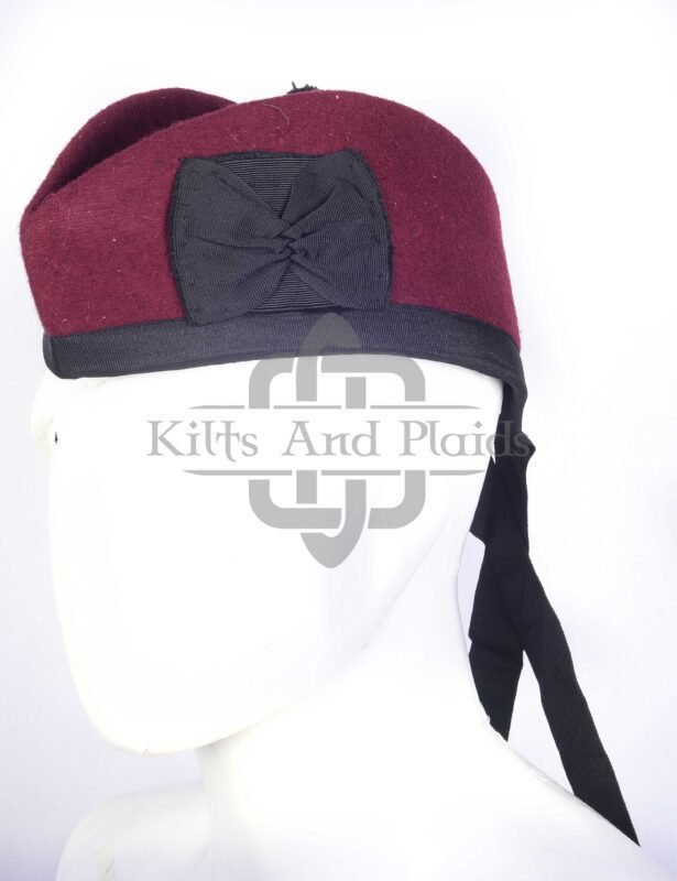 Maroon Wool Plain Glengarry Cap