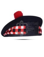 Black Wool Diced Balmoral Cap