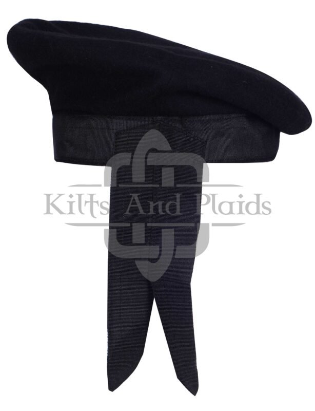 Black Wool Plain Balmoral Cap