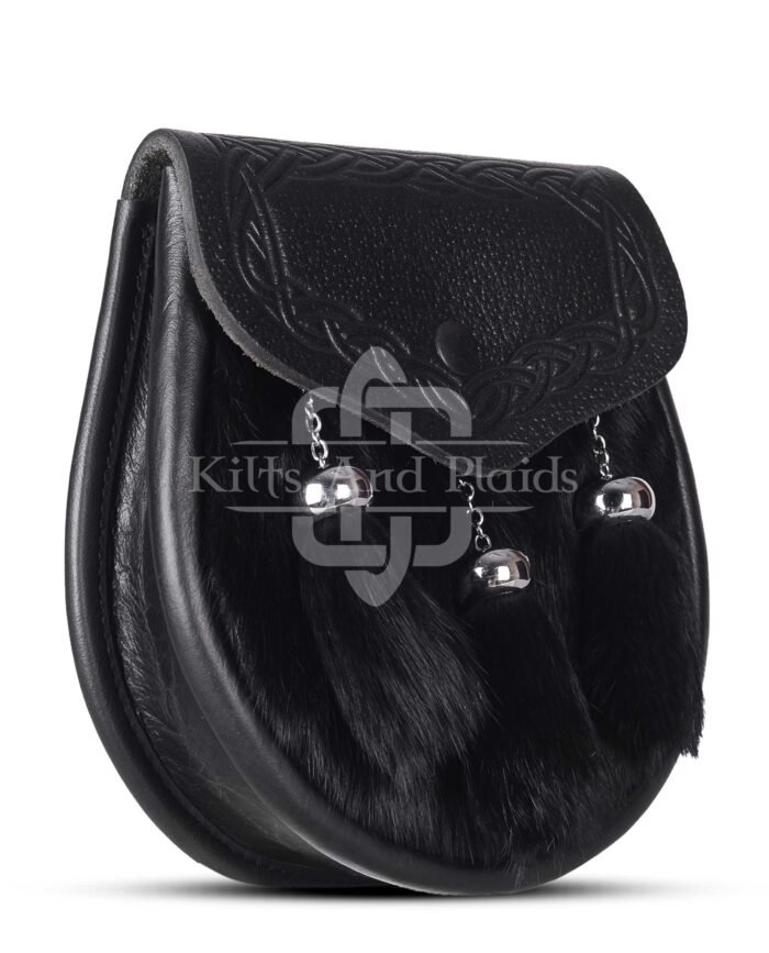Black Leather Pin Lock Embossed