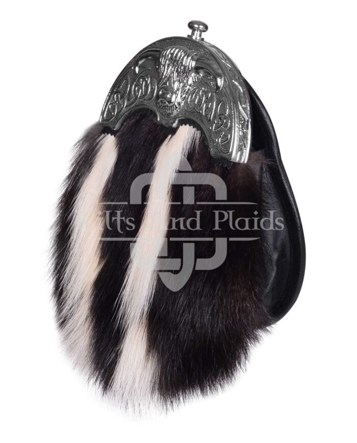 Silver Highland Cow Skunk Fur Full Dress Sporran