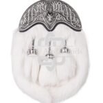 Nickle Brushed Stag Head White Rabbit Fur Full Dress Sporran