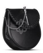 Black Leather Pin Lock Plain Day Sporran