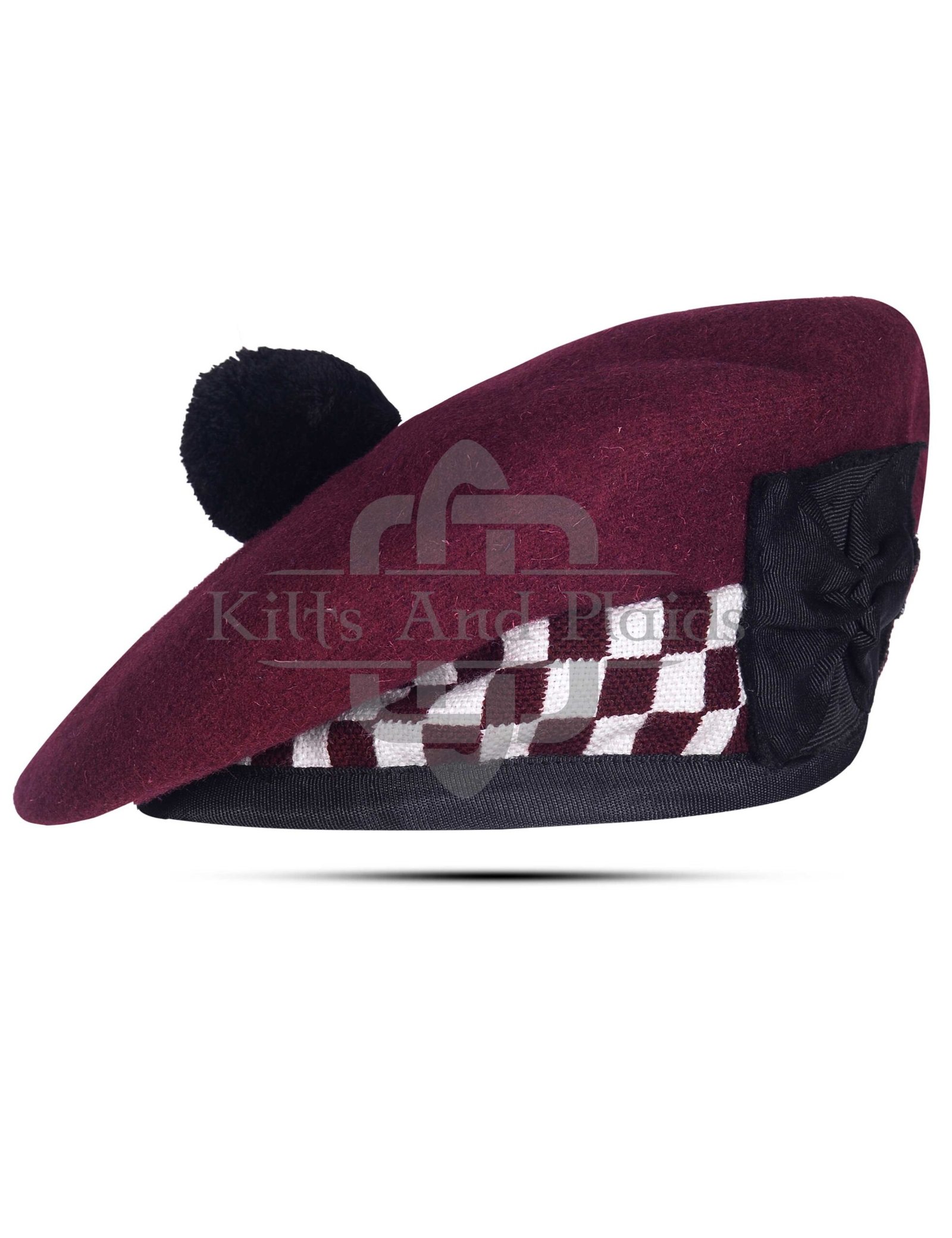Marone Wool Diced Balmoral Cap