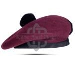 Maroon Wool Plain Balmoral Cap